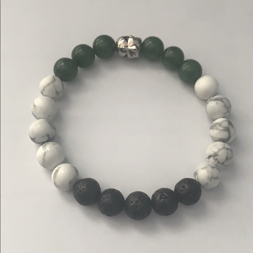 Gemstone Howlite &Jade Lava Rock Diffuser Bracelet